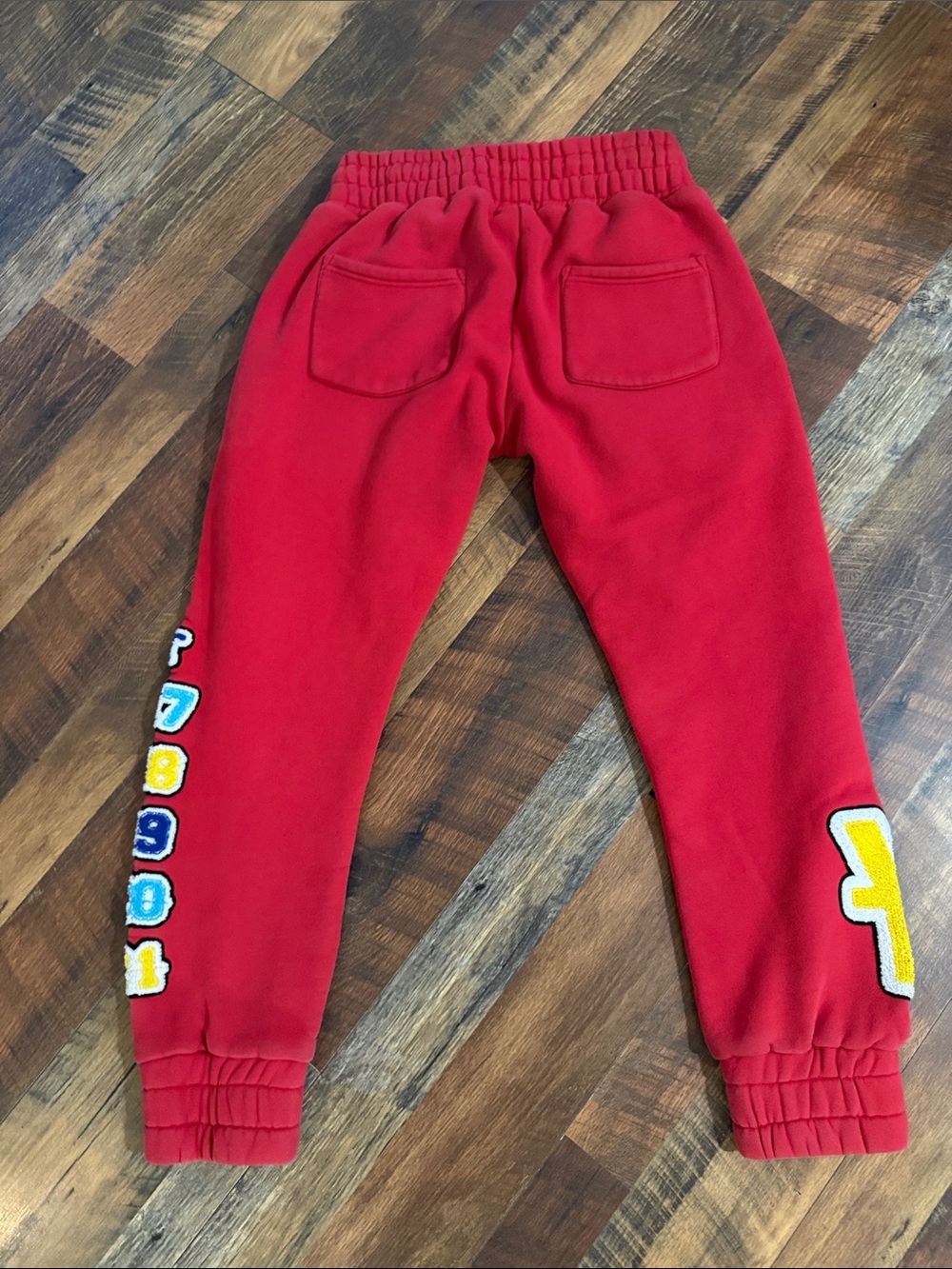 Tulones Currency Collectors Red Joggers - Multi-Patch Streetwear - Size Small - Picture 7 of 8